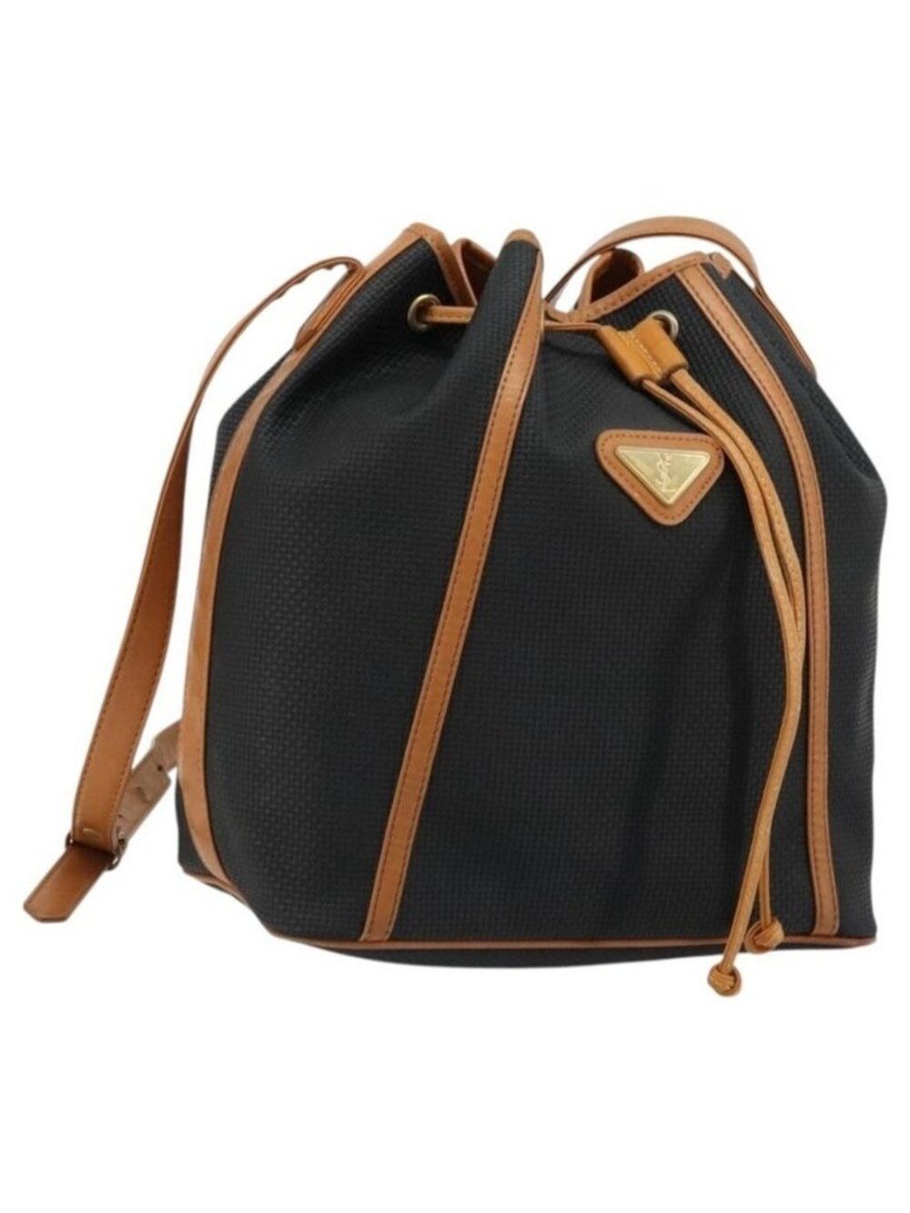 Authentic SAINT LAURENT Shoulder Bag PVC Black Gold